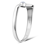 Simple Rainbow Moonstone Silver Ring, r75