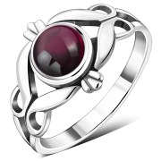 Garnet Stone Sterling Silver Ring, r079