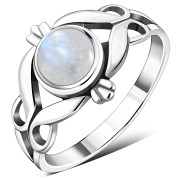 Rainbow Moonstone Sterling Silver Ring, r079