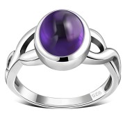 Amethyst Stone Celtic Knot Silver Ring, r103