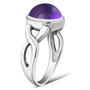 Amethyst Stone Celtic Knot Silver Ring, r103