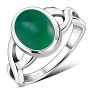 Green Agate Celtic Knot Silver Ring, r103