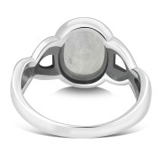 Rainbow Moonstone Celtic Knot Silver Ring, r103