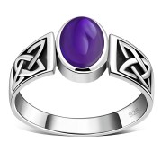 Celtic Amethyst Stone Silver Ring, r111