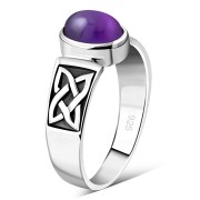 Celtic Amethyst Stone Silver Ring, r111