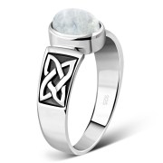 Celtic Rainbow Moonstone Silver Ring, r111