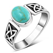 Celtic Turquoise Stone Silver Ring, r111