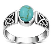 Celtic Turquoise Stone Silver Ring, r111