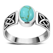 Celtic Turquoise Stone Silver Ring, r111