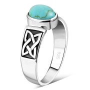 Celtic Turquoise Stone Silver Ring, r111