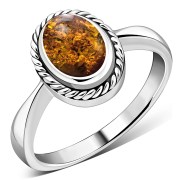 Amber Silver Ring, r127