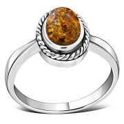 Amber Silver Ring, r127