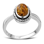 Amber Silver Ring, r127