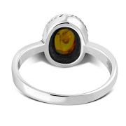 Amber Silver Ring, r127