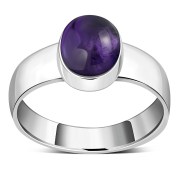 Simple Band Amethyst Stone Silver Ring (R160AT)