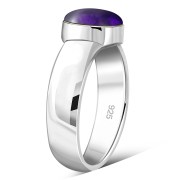 Simple Band Amethyst Stone Silver Ring (R160AT)