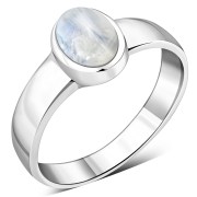 Simple Band Rainbow Moonstone Silver Ring (R160RMS)