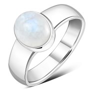 Simple Band Rainbow Moonstone Silver Ring (R160RMS)