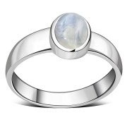 Simple Band Rainbow Moonstone Silver Ring (R160RMS)