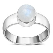 Simple Band Rainbow Moonstone Silver Ring (R160RMS)