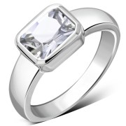 Clear CZ Silver Ring, r182