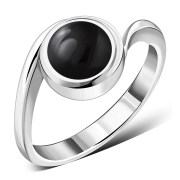 Black Onyx Bypass Sterling Silver Ring, r185