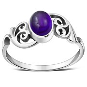 Ethnic Amethyst Stone Silver Ring, r192