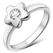 Clear CZ Petals Silver Ring, r259