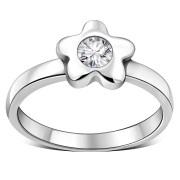 Clear CZ Petals Silver Ring, r259
