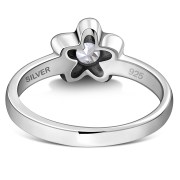 Clear CZ Petals Silver Ring, r259