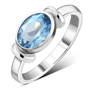 Delicate Blue Topaz Silver Ring, r262