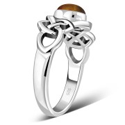 Baltic Amber Cabochon Celtic Knot Silver Ring, r264