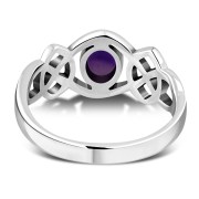 Amethyst Cabochon Celtic Knot Silver Ring, r264
