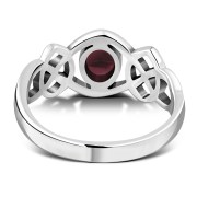 Garnet Cab Celtic Knot Silver Ring, r264