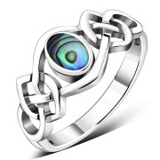 Abalone Sea Shell Celtic Knot Silver Ring, r264