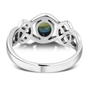 Abalone Sea Shell Celtic Knot Silver Ring, r264