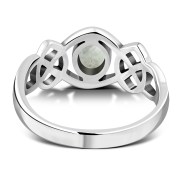 Rainbow Moon Stone Celtic Silver Ring, r264