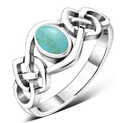 Turquoise Stone Celtic Knot Silver Ring. r264