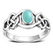 Turquoise Stone Celtic Knot Silver Ring. r264