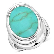 Turquoise Step Edge Ethnic Silver Ring, r265