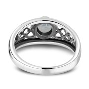 Rainbow Moonstone Celtic Silver Ring, r268