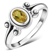 Simple Sterling Silver Citrine Stone Ring, r274