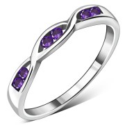 Amethyst CZ Silver Womens Ring, r287