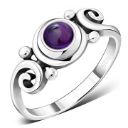 Amethyst Spiral Silver Ring, r328