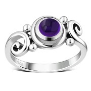 Amethyst Spiral Silver Ring, r328