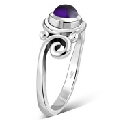 Amethyst Spiral Silver Ring, r328