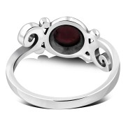 Garnet Stone Spiral Silver Ring, r328