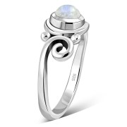 Rainbow Moonstone Spiral Silver Ring, r328