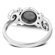 Rainbow Moonstone Spiral Silver Ring, r328