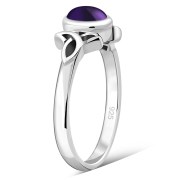 Thin Solid Silver Celtic Amethyst Ring, r329